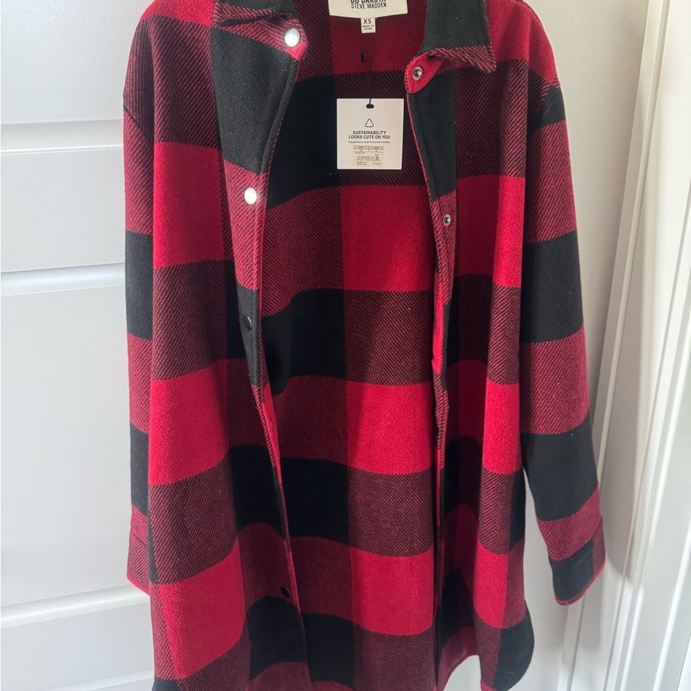 BB Dakota Steve Madden Red and Black Plaid Jacket